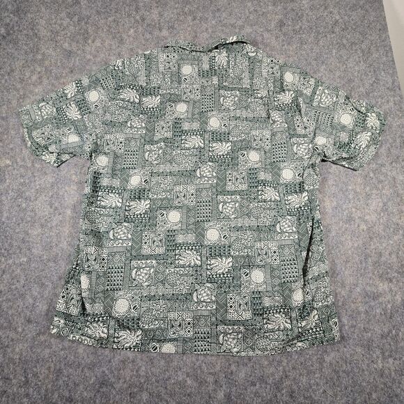 Blue Hawaii Cotton Shirt Mens Size 2XL Short Sleeve Green Multi Tropical Print - Picture 4 of 8